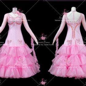 Pink Ballroom Smooth Dance Performance Costumes Middle School Dance Dresses BD-SG4479