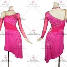 Pink Chiffon Sparkling Latin Dance Wear Rumba Clothing LD-SG2349