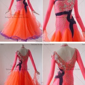 Pink Female Rhinestones Lace Ballroom Costumes Viennese Waltz BD-SG3724