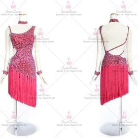 Pink Fringe Latin Dance Dress Bachata Practice Skirt LD-SG1992
