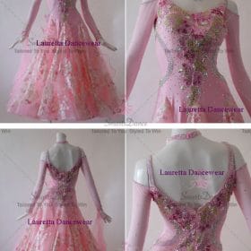 Pink Juniors Crystal Flower Ballroom Costumes Foxtrot BD-SG3726