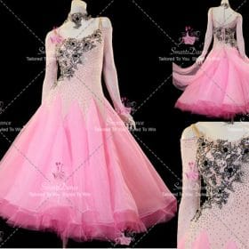 Pink Lace Rhinestones Dancer Costume Dance Dresses For Teens BD-SG4403
