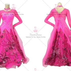 Pink Ladies Dancesport Ballroom Smooth Skirt Crystal Satin BD-SG3807