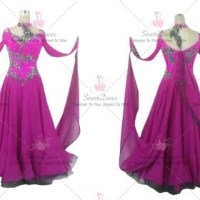 Pink Ladies Practice Ballroom Competition Clothes Crystal Chiffon BD-SG3813