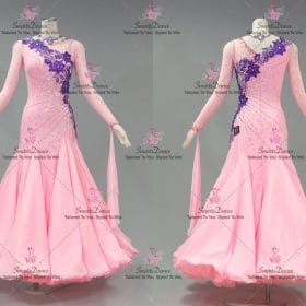 Pink Professional Ballroom Competition Rhinestone Dance Costumes BD-SG4289