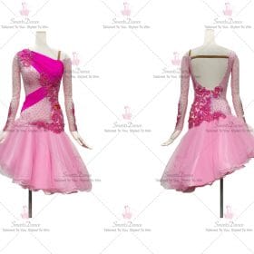 Pink Sequin Latin Dance Dress Rhythm Dancing Costumes LD-SG2010