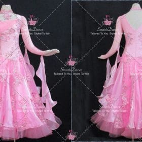 Pink Tailored Viennese Waltz Dance Costumes For Competition Wedding Dance Dress BD-SG4593