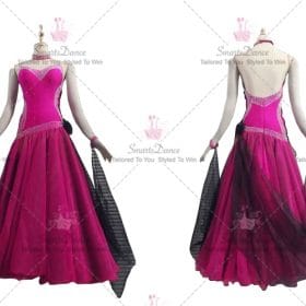 Pink Womens Dancing Ballroom Smooth Costumes Rhinestones Flower BD-SG3811