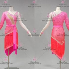 Plus Size Pink And Red Lace Latin Dance Dresses Jive Dancesport Wear LD-SG2201