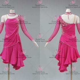 Professional Pink Applique Latin Dance Outfits Bachata Practice Skirt LD-SG2217