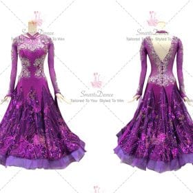 Purple Affordable Bespoke Sparkling Ballroom Dancing Gowns BD-SG3956