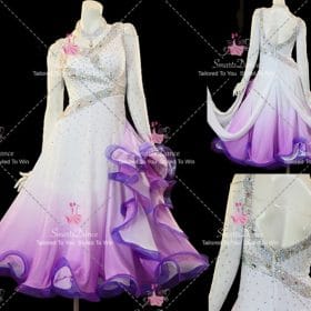 Purple And White Chiffon Crystal Competitive Dancing Costumes Dance Dress Costume BD-SG4402