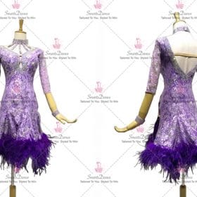 Purple Applique Plus Size Latin Dance Dresses Merengue Clothing LD-SG2356