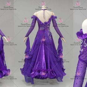 Purple Applique Rhinestones Dance Dresses For Juniors Ballroom Dancing Dress BD-SG4394