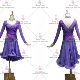 Purple Applique Wedding Latin Dance Dresses Rumba Clothing LD-SG2321