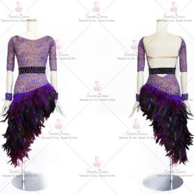 Purple Beads Latin Dance Dress Bolero Dancesport Clothes LD-SG1991