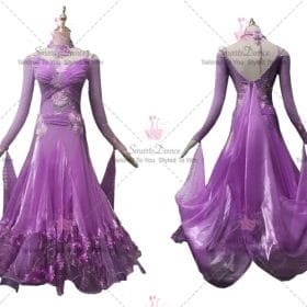 Purple Juniors Dancesport Ballroom Clothes Crystal Satin BD-SG3792