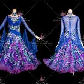 Purple Juvenile Flower Ballroom Dress Dance Outfits BD-SG3348