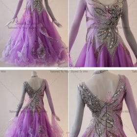 Purple Juvenile Swarovski Applique Ballroom Costumes Swing BD-SG3725