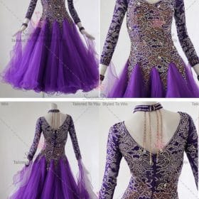 Purple Ladies Crystal Chiffon Ballroom Costumes Waltz BD-SG3723