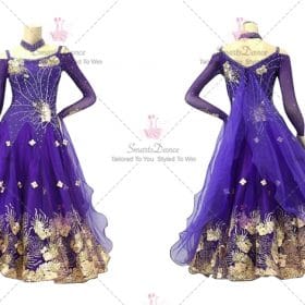 Purple Ladies Crystal Chiffon Ballroom Costumes Waltz BD-SG3783