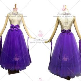 Purple and White Juniors Crystal Flower Ballroom Costumes Foxtrot BD-SG3786