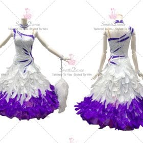 Purple and White Plus Size Ballroom Dance Dress Lace Clothing BD-SG3406
