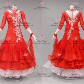 Red And White Contemporary Ballroom Smooth Competition Dance Costume BD-SG4279