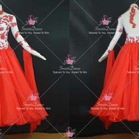 Red And White Foxtrot Ballroom Dance Costumes High School Dance Dresses BD-SG4571