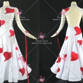 Red And White Hand-Tailored Waltz Dance Costume Dress For Homecoming Dance BD-SG4622