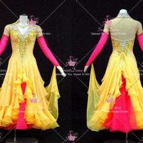 Red And Yellow Flower Crystal Womens Dance Costumes Dancer Dresses BD-SG4450