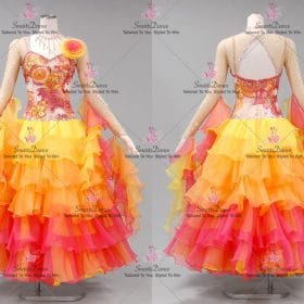 Red And Yellow Modern Ballroom Dance Competition Costumes BD-SG4304