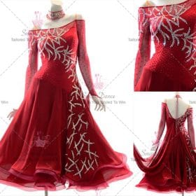 Red Discount Bespoke Wedding Ballroom Dance Skirt BD-SG3940