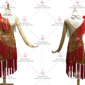 Red Flower Plus Size Latin Dance Outfits Tango Skirt LD-SG2332