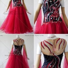 Red Juniors Crystal Chiffon Ballroom Costumes Foxtrot BD-SG3768