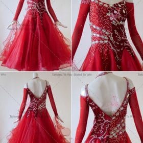 Red Juniors Crystal Lace Ballroom Costumes Foxtrot BD-SG3774