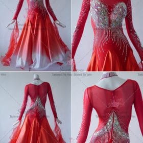 Red Juvenile Swarovski Flower Ballroom Costumes Swing BD-SG3761