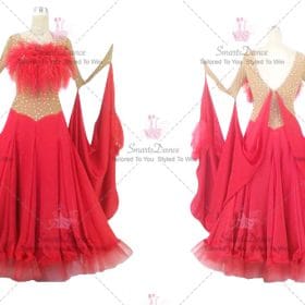 Red Ladies Dancer Ballroom Smooth Wear Crystal Lace BD-SG3819