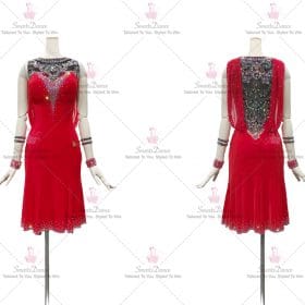 Red Velvet Latin Dance Dress Jive Dance Wear LD-SG2004
