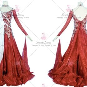 Red and White Cheap Custom Made Contemporary Ballroom Dancer Costumes BD-SG3909