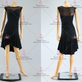 Sparkling Black Satin Latin Dance Wear Salsa Dance Wear LD-SG2194
