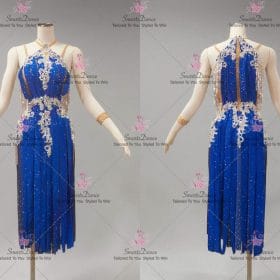 Sparkling Blue And White Lace Latin Dance Dresses Paso Doble Dancesport Clothing LD-SG2206