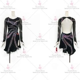 Velvet Lace Latin Dress Bachata Dance Gown Costumes LD-SG1963