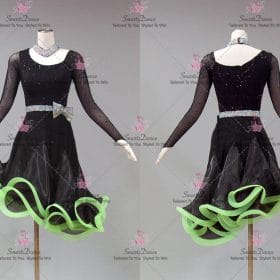 Wedding Black And Green Satin Latin Dance Wear Chacha Dance Costumes LD-SG2214