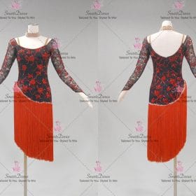 Wedding Black And Red Lace Latin Dance Dresses Rumba Dancesport Gowns LD-SG2226