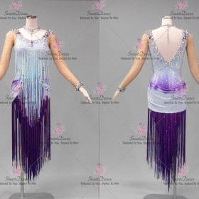 Wedding Purple And White Applique Latin Dance Outfits Bolero Practice Clothes LD-SG2202