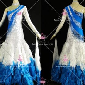 White And Blue Satin Rhinestones Competition Dance Costumes Dress Dance BD-SG4436