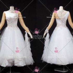 White And Flesh-Coloured Ballroom Competition Prom Dance Dresses Homecoming Dance Dress BD-SG4485