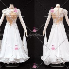 White And Flesh-Coloured Ballroom Standard Dance Dresses For Juniors Ballroom Dancing Dress BD-SG4490