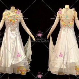 White Applique Swarovski Rhinestone Dance Costumes Ballroom Dance Dress BD-SG4449